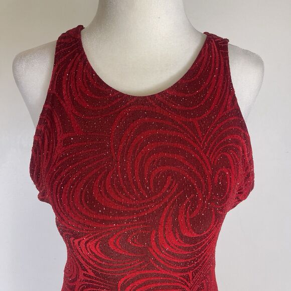 Vintage y2k 90s Cache Prom Formal Dress Glitter Maxi Fitted M Red Whimsical USA - Picture 7 of 16